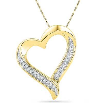 "18 Kt Gold Glitzy Heart Diamond Pendant - Ph016377 - Click here to View more details about this Product